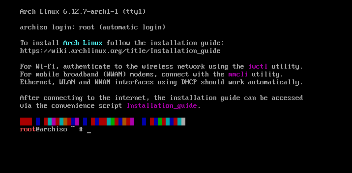Arch Linux live environment