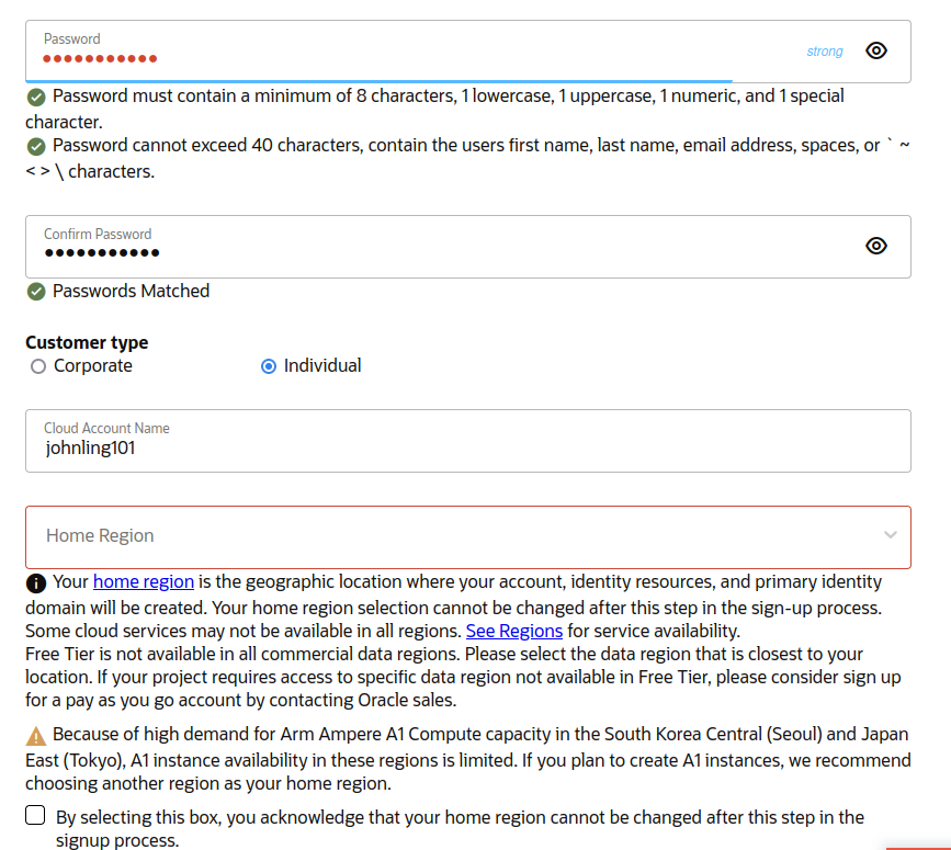 Setting the password