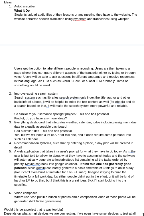 Our ideas for our app