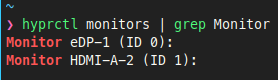 Viewing what monitors are on hyprland using hyprctl monitors
